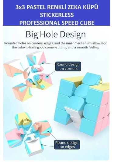 2 Adet 3x3 Zeka Sabır Küpü Neon Ve Pastel Renkli Profesyonel Speed Cube
