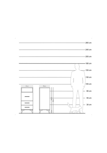 Kronos Komodin Tek Raflı 3 Çekmeceli 44x59x96 Antrasit-aytaşı Antrasit