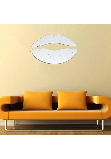 Monyee Kırmızı Altın Siyah Gümüş Dörtlü Dudak Şekilli Ayna Duvar Sticker Seti - Dekoratif Yansıtıcı Duvar Aksesuarı Çok Renkli
