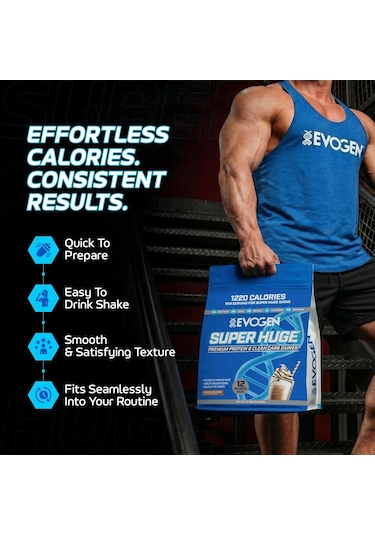 Evogen Super Huge Mass Gainer Protein High Calorie Weight Gainer Carbs & Nutrients Strength 5,4 Kg