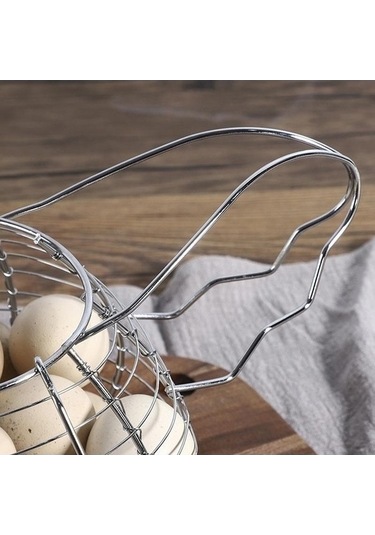 Tongxida Bosphorusboutique Yumurta Vintage Tel Tavuk Tavuk Sepetleri Şekli Saplı Rustik Pt Metal Gümüş Depolama Bosphorusbout Gümüş
