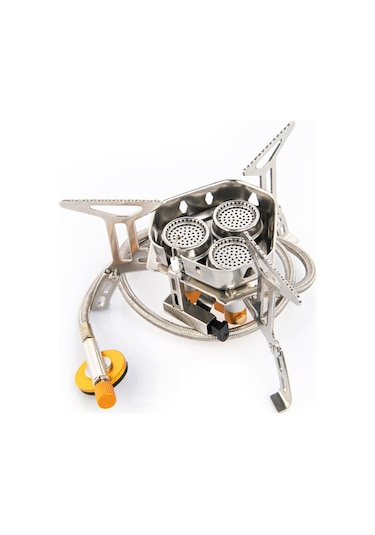 Reedark Taşınabilir Çift Katlı Füme Çıkışlı 3 Alevli Kamp Ocağı, Rüzgar Direnci, 5+ Kişilik Kamping, Piknik Ve Açık Hava Mutfak Gereci Çok Renkli