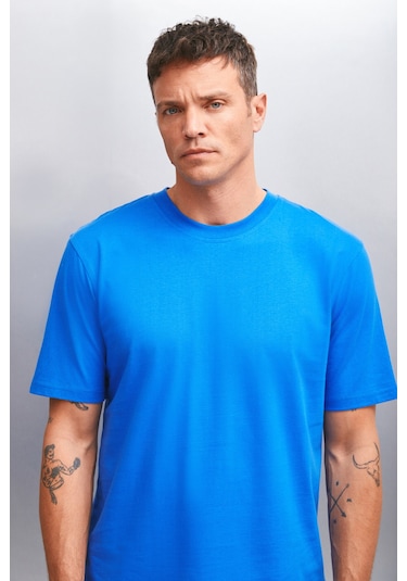 Cultıvated Erkek 3'lü Kalın Dokulu Regular %100 Organik Pamuk Syh/byz/saks T-shirt