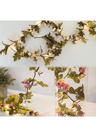 Dancemonkey Dekoratif Yapay Çiçekli Asma Led Dize Peri Işıkları 545872499 , Gölgeli Peri Işıkları 1 Adet Polisilikon 2v