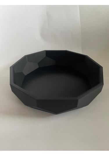 Siyah Köşeli Kase - Dekoratif Kase 15 Cm 3d Baskıdır- Sağlamdır