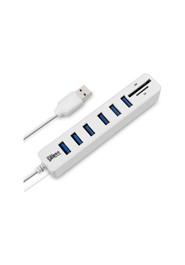 Gajeena Usb 2.0 6/3 Port Hub İle Sd/tf Kart Okuyucu, 480mbps Hızlı Veri Transferi, Plug & Play, Taşınabilir Abs Kasa, Windows/mac Uyumlu