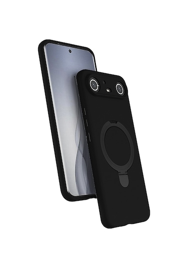 Tecno Spark Slim 5g Kılıf Magsafe Şarj Özellikli Standlı Sensitive Touch Samara Kapak Siyah