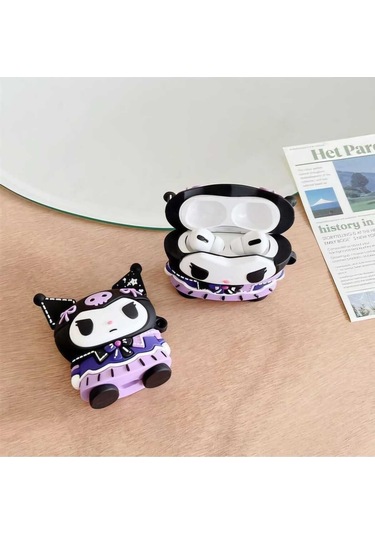 Iphone 3. Nesil Uyumlu Koruyucu Bluetooth Kulaklık Kılıfı Kuromi Figürlü Kuromi Airpods 3. Nesil
