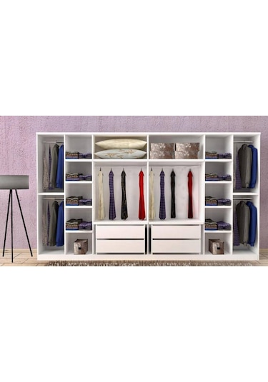 Damla 8 Kapaklı Dolap Gardırop Beyaz - Ücretsiz Kurulum