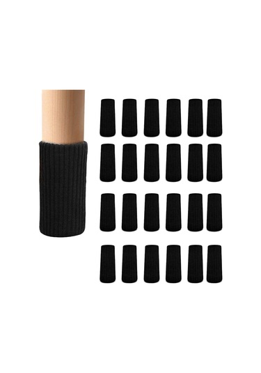 Hfambition 6'lı Siyah Poliester Mutfak Sandalye Ayak Koruması - Çift Katlı Dikişli Kayma Engeli Ve Zemin Koruması