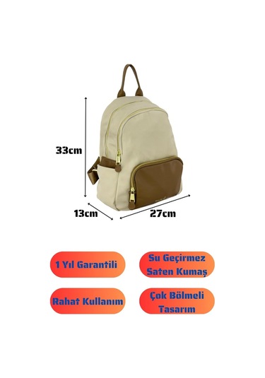 Bolsas Saten Kumaş Kadın Sırt Çanta Krem 1048 Krem
