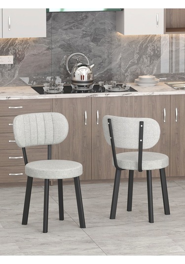 Azra 70x110cm Beyaz Mutfak Masası, Mutfak Masası Takımı, Yemek Masası, 4 Açık Gri Sandalye Açık Gri