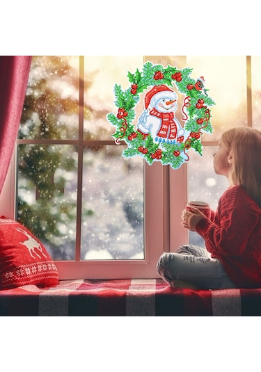 5d Elmas Boya Noel Dıy Yuvarlak Dekorasyon Çelenk Yeşil Kırmızı