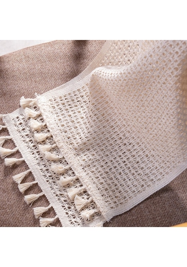 Vivamaison Pamuk Dantel Runner Masa Örtüsü Krem 30 x 150 CM