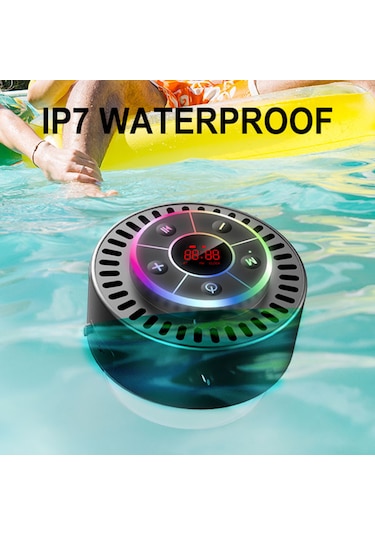 Vkemall T5 Ipx7 Su Geçirmez Banyo Hoparlörü: Bluetooth 5.2, Fm Radyo, Led Saat, Toz Ve Sarsıntı Dayanıklı Siyah Mini Hoparlör