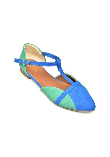 Fox Shoes Saks Mavi/su Yeşili Kadın Babet B726881802 Saks Saks Mavi