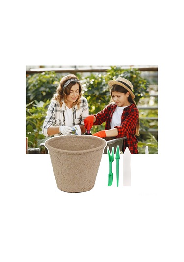 Neevoyu 100 Adet 8cm Biyodegradable Fidan Suketi + 100 Bitki Etiketi + Fidan Çekici - Organik Toprak Dostu Fidan Yetiştirme Seti