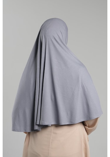 Gri Pratik Hazır Geçmeli Tesettür Eşarp Viskon Pratik Namaz Örtüsü 2201 15 Gri