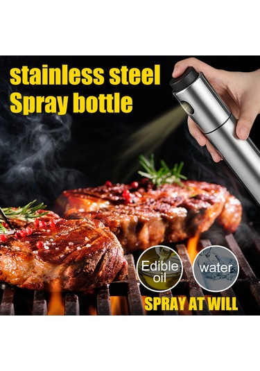 Yuntech01 Stainless Steel Yağ Spreyi - Barbekü Ve Mutfak İçin Basınçlı Kontrollü Yağ Damlatıcı, 135ml Kapasite, Gümüş Rengi 1 Adet Çok Renkli