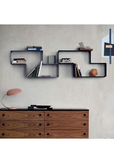 Dedal Metal Saclı Duvar Rafı Dekoratif Siyah