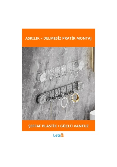 Şeffaf Güçlü Vantuzlu Askılık Çoklu Kanca Çok Renkli