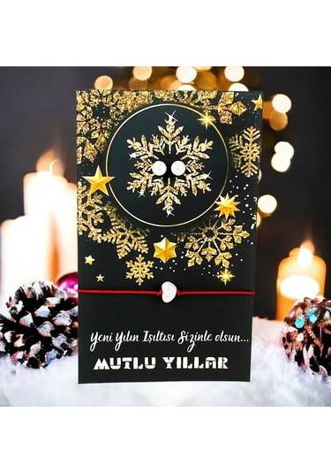 Yeni Yıl Yılbaşı Hediyesi İnci Küpe Ve Kırmızı İpli İnci Bileklik 10 Adet