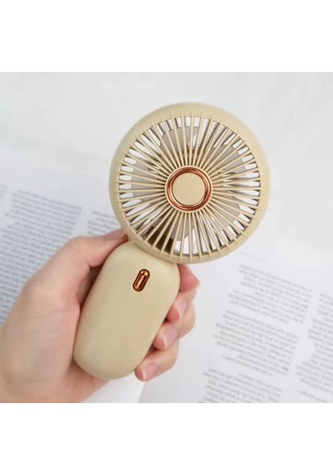 Avuç İçi Taşınabilir Şarjlı Mini Vantilatör El Fanı Bej Ym88196