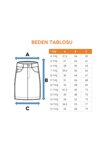 Kız Çocuk Pileli Körük Cepli Kot Etek 2604 Mavi