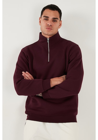 Buratti Pamuklu Regular Fit Dik Yaka 2'Li Paket Erkek Sweat 59052592S2 Vişne-Vişne