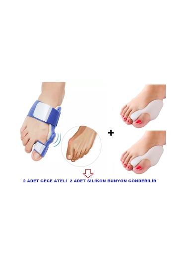 HALLUKS  VALGUS GECE ATELİ MAVİ SİLİKON BUNYON SETİ 2 adet
