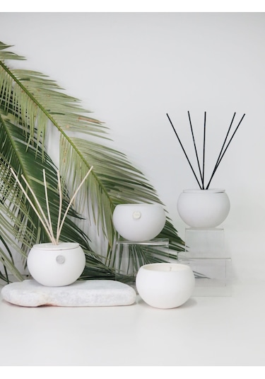 Missi Taştan Dark Amber Gri Oval Oda Kokusu + Mum