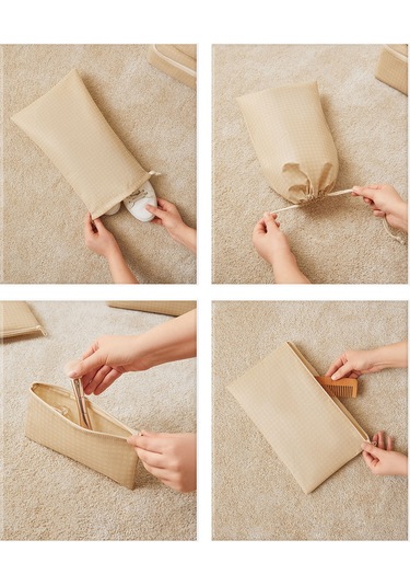 Home Wave 6'lı Bej Pötikare Bavul İçi Düzenleyici Set Bej