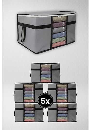 Adarya Home 5 Adet Pencereli Kazak Hurcu- 50x40x30 Antrasit