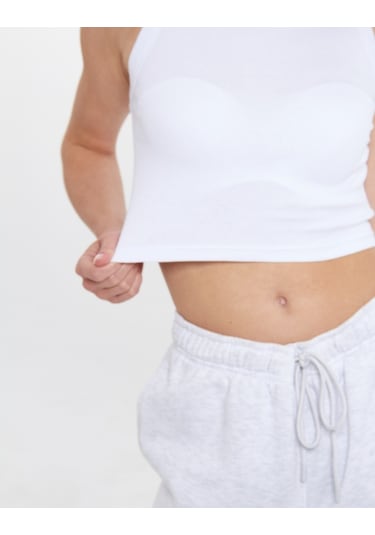 Alya Underwear Kaşkorse Kalın Biye Crop Beyaz