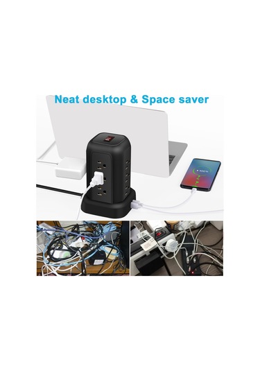 Monyee 12 Yuvalı Usb Şarjlı Uzatma Kablosu - 3 Usb + 1 Type-c, 2000w Güç, Aşırı Yük Korumalı