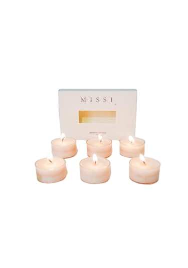 Missi Yasemin Kokulu Bitkisel Tealight Mum Seti 6'lı Beyaz