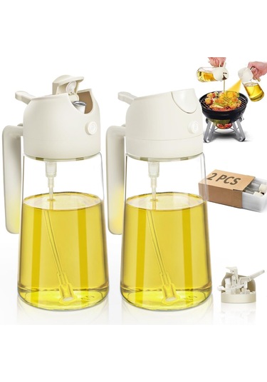 2 Adet 550ml Yeni Nesil Çift Fonksiyonlu Cam Yağdanlık