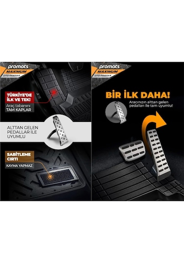 Promats Maximum 4D Siyah Üniversal Havuzlu Paspas 5 Parça