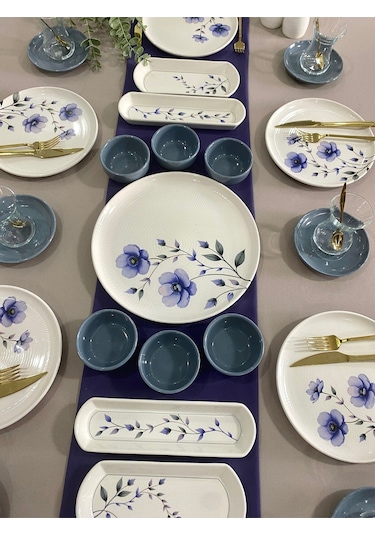 Mor Menekşe 6 Kişilik 23 Parça Kahvaltı Takımı Mor