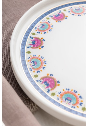 Emsan Ethnic Pink Porselen 32 Parça 6 Kişilik Kahvaltı / Servis Beyaz