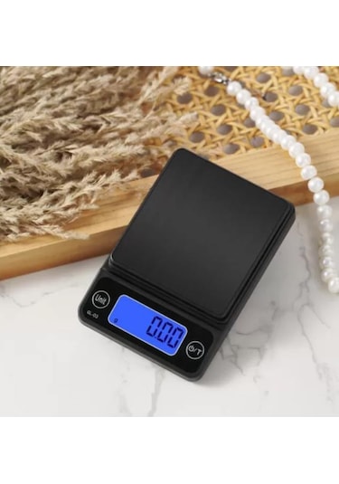 Wellhise Hassas Terazi 300gr / 0.01g Siyah Işıklı Ekran Mücevher,bozuk Para,takı,mutfak Terazisi Siyah