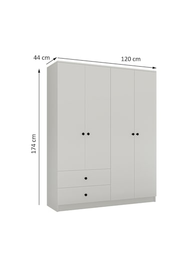 Metalia Metalia Gm 077 Novado Düğme Kulplu 4 Kapı 2 Çekmeceli Gardırop