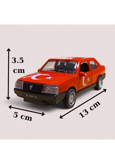 Nostaljik Metal Çek Bırak Türk Bayraklı Kırmızı Tofaş Şahin Araba Kapılar Açılır Diğer