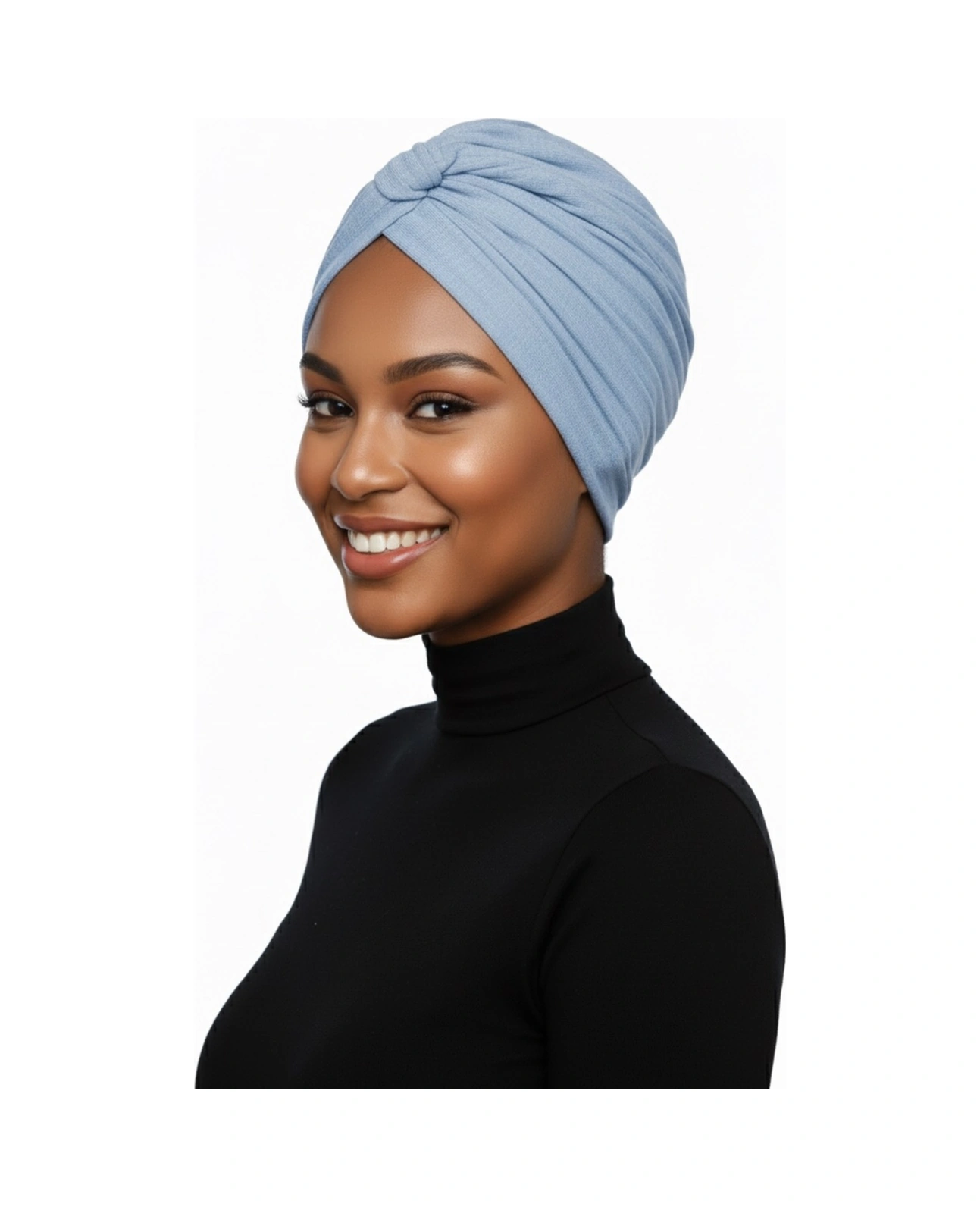 Pamuklu Bantlı Çapraz Astarlı Mavi Hazır Türban Tesettür Havuz Bonesi Mavi