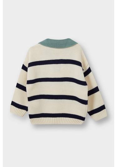 Defacto Erkek Bebek Polo Yaka Çizgili Kazak C8879a525aunv241 Lacivert