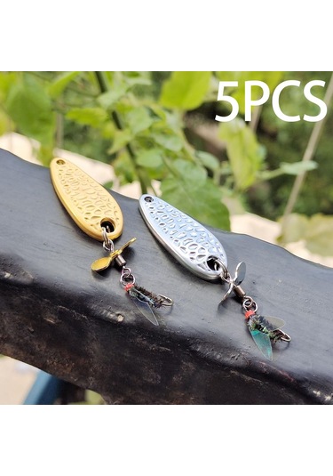 Homyl 5 Adet Fly Fishing Sinekler 5g-payetler-55x12.7mm