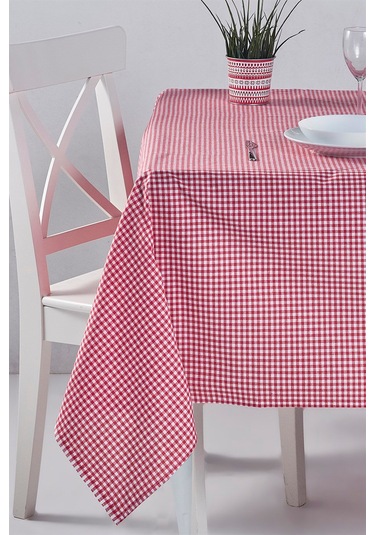 Kareli Desen Pötikareli Masa Örtüsü Kırmızı