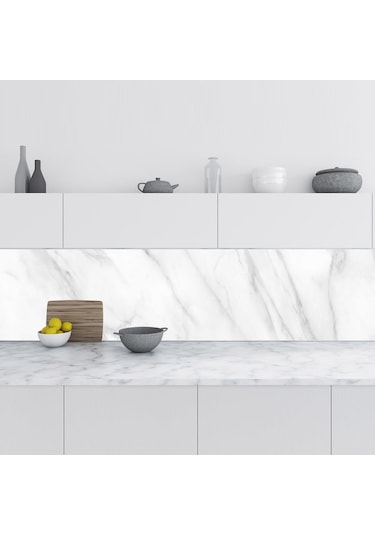 Mutfak Tezgah Arası Folyo Fayans Kaplama Folyosu Beyaz Mermer Yen