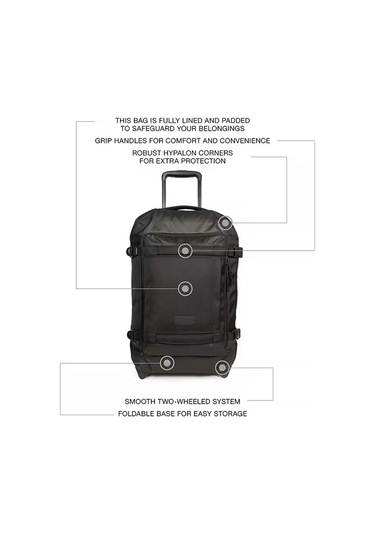 Eastpak Kabin Boy Valiz Ultra Hafif, Geniş Hacimli, Dayanıklı Kumaş, Sessiz Tekerlekli Ek00094d80w1 Siyah