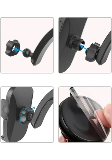 Lüx Telefon Tutucu Araç Içi Robotik Vantuzlu Eğimli Döner Başlık